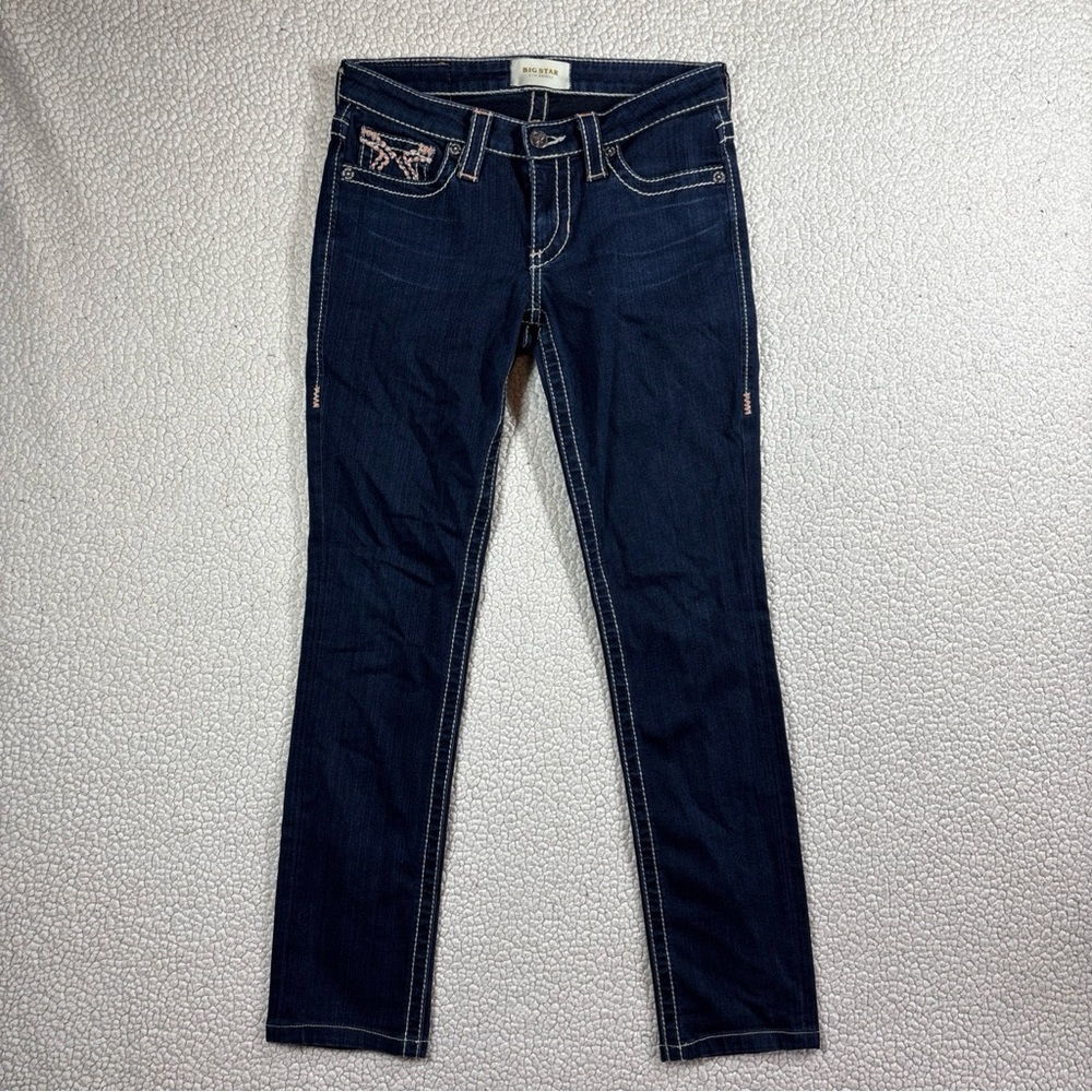 Big Star Liv Skinny Thick Stitch Jeans Women’s 26 R Stretch Dark Wash Low Rise